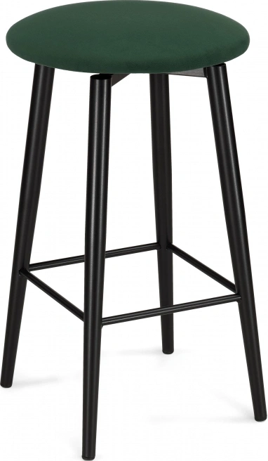 Полубарный табурет Гангток, крутящийся, изумруд / черный матовый