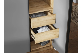 Шкаф распашной Широн 800, графит серый / дуб крафт золото