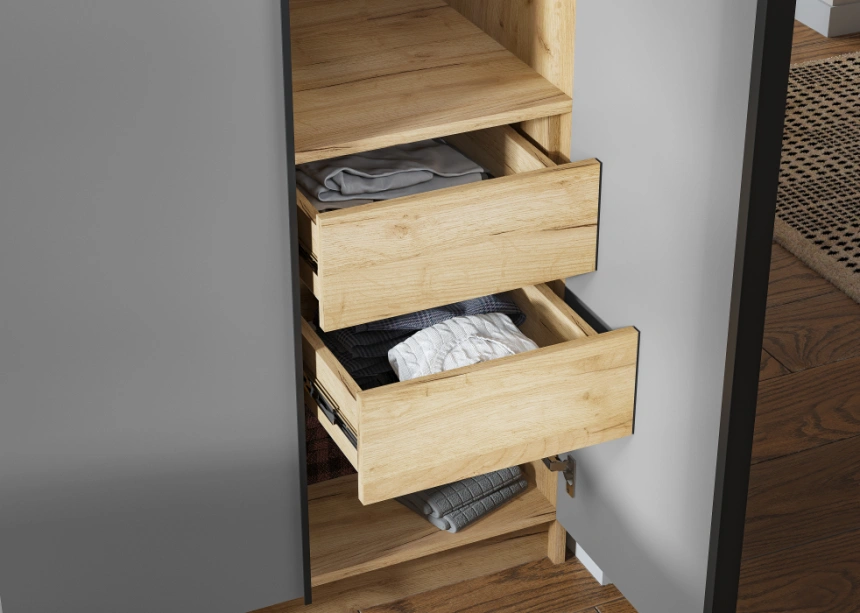 Шкаф распашной Широн 800, графит серый / дуб крафт золото