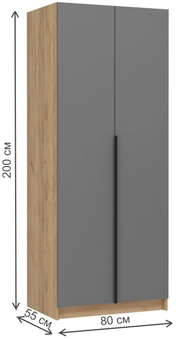 Шкаф распашной Широн 800, графит серый / дуб крафт золото