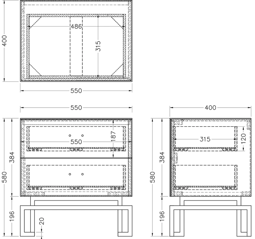 Тумба прикроватная KFG085-NI, с ящиками 