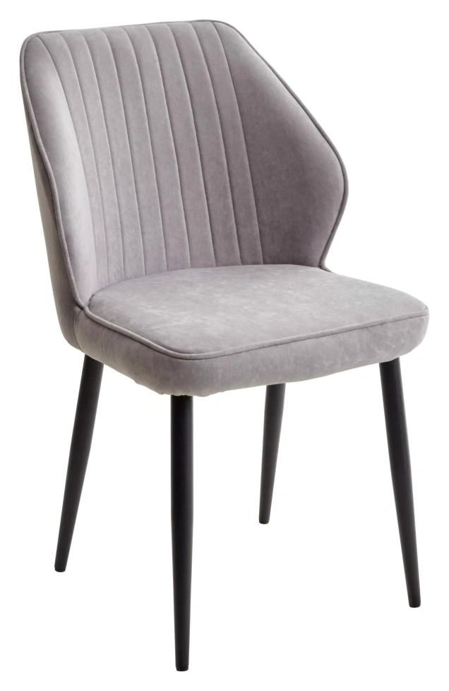 Стул Vena, мягкий, B22 серый, велюр, черный каркас 