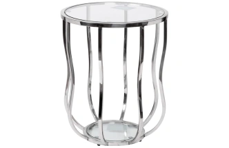 Журнальный стол 13RXET4037-SILVER, 50x50x60, закаленное стекло, прозрачный / серебро