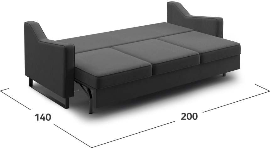 Диван прямой Льери, модель 050, Inari 100 black (черный)