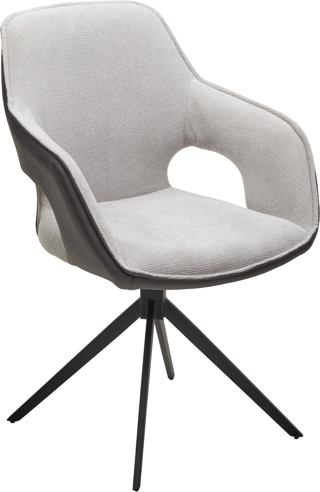 Стул Rocks, мягкий, поворотный, светло-серый Enjoy 151 ткань, темно-серый Maison 95, PU, черный каркас