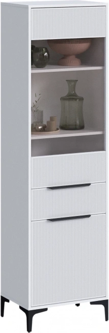 Шкаф-витрина Иадама, белый / белый глянец