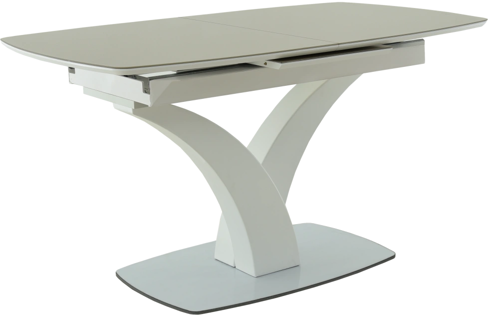 Кухонный стол Нотр Дам, капучино, ПМ стекло, каркас белый