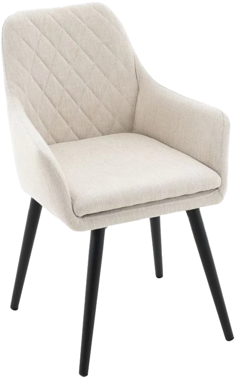 Стул Ardeko, мягкий с подлокотниками, бежевый, рогожка, каркас черный