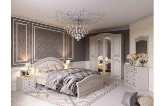 Спальный гарнитур Николь, композиция #2, ясень жемчужный / ваниль