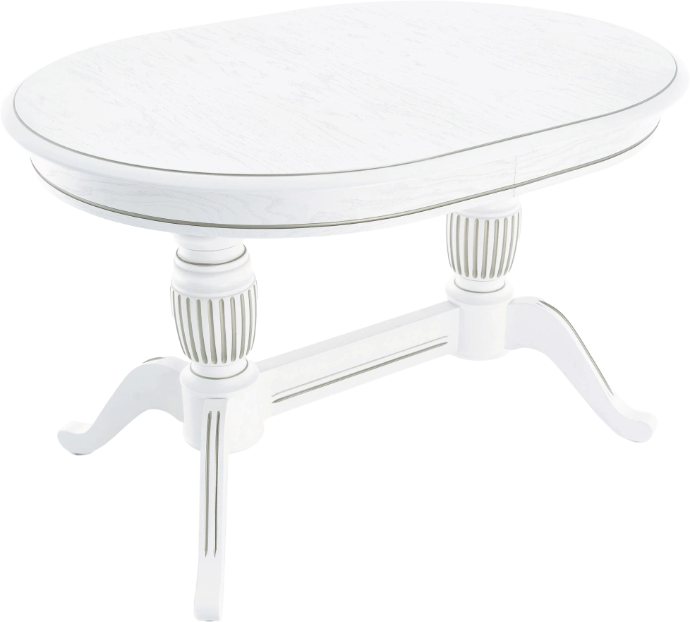 Кухонный стол Леонардо 2 овал 120, эмаль белая с золочением