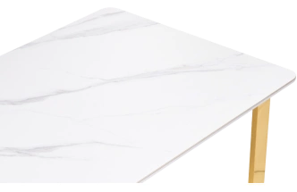 Кухонный стол Селена 4, 180x90x77, керамика, белый мрамор, каркас золотой