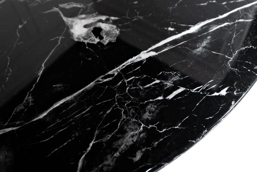 Обеденный стол 33FS-120-STOL/OB-CHE, МДФ, черный мрамор / черный