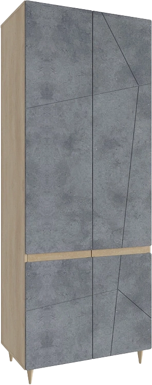 Шкаф распашной Киото, двухдверный, Дуб небраска / Бетон тёмный
