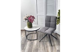 Стул Sallie, мягкий, поворотный, VT6037-16 серый, ткань, черный каркас
