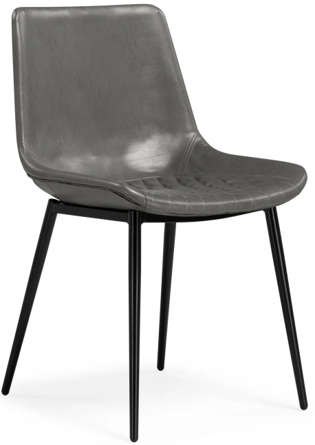 Стул Алеида, на металлокаркасе, серая экокожа / черный глянец