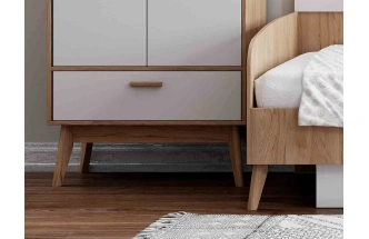 Модульная спальня молодежная Калгари, композиция 3, дуб светлый / белый матовый