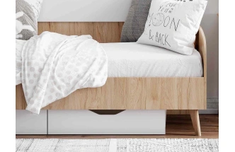 Модульная спальня молодежная Калгари, композиция 3, дуб светлый / белый матовый