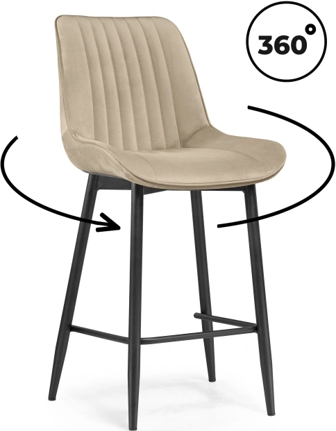 Полубарный стул Седа К, крутящийся, бежевый / черный