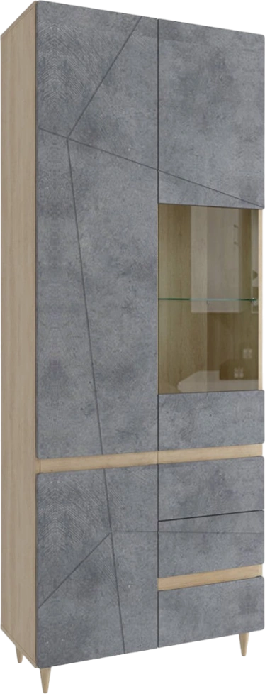 Шкаф со стеклом Киото Дуб небраска/Бетон тёмный