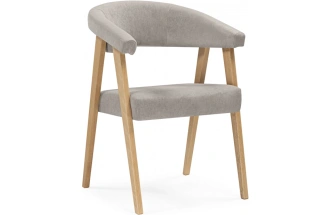 Деревянный стул-кресло Невада 2, натуральное дерево / светло-серый (ткань 231)