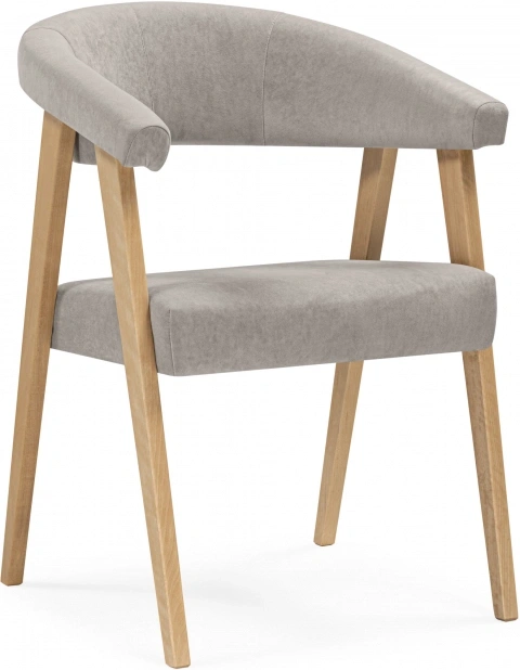 Деревянный стул-кресло Невада 2, натуральное дерево / светло-серый (ткань 231)