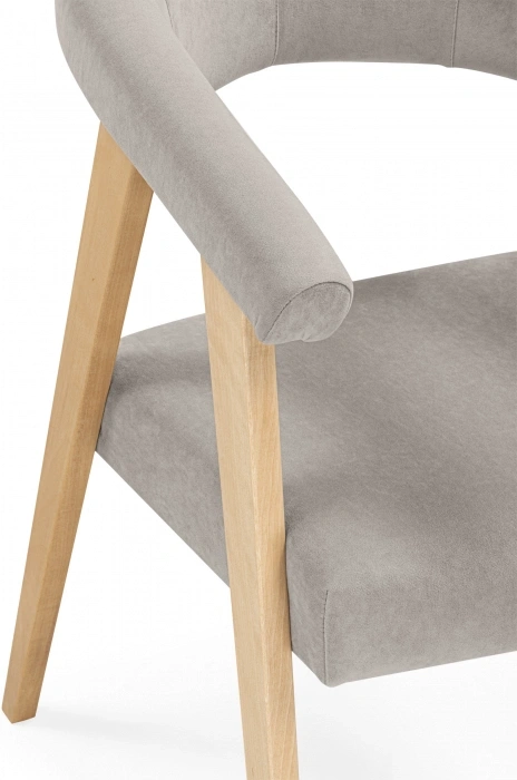 Деревянный стул-кресло Невада 2, натуральное дерево / светло-серый (ткань 231)