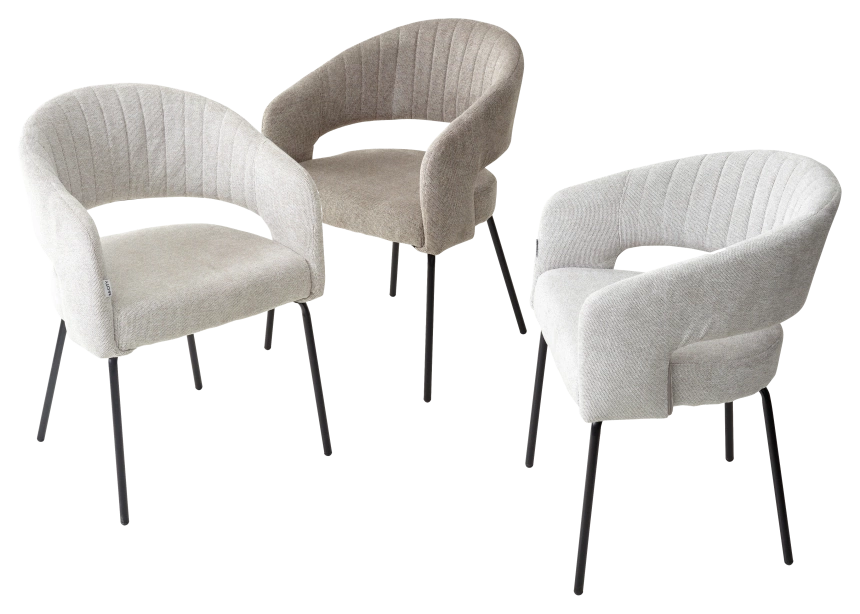 Стул Snug, мягкий, 3018-03 светло-серый, шенилл, черный каркас