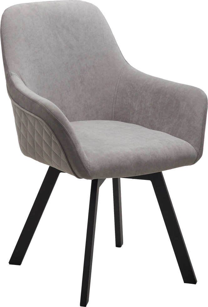 Стул Jet, поворотный, мягкий, B22 серый, велюр, черный каркас