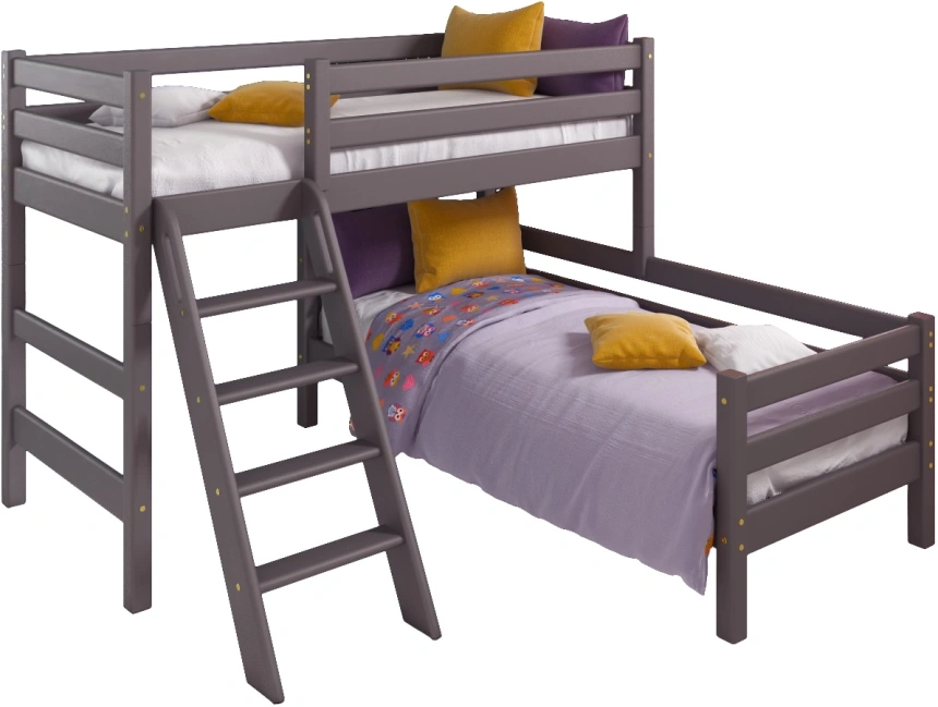 Детская угловая кровать Соня-8, с наклонной лестницей, лаванда