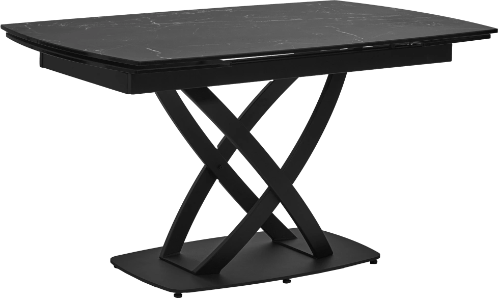 Кухонный стол раздвижной Foggia 140, KL-116 Черный мрамор матовый, итальянская керамика, черный каркас