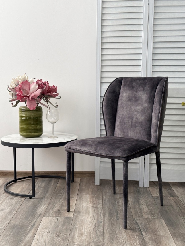 Стул Sondrio, мягкий, Grey Color-32, велюр, серый каркас в чулках