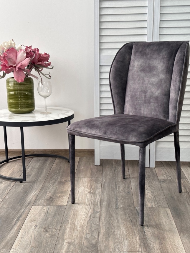 Стул Sondrio, мягкий, Grey Color-32, велюр, серый каркас в чулках