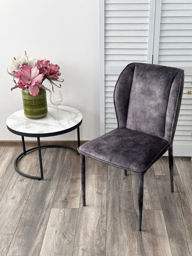 Стул Sondrio, мягкий, Grey Color-32, велюр, серый каркас в чулках