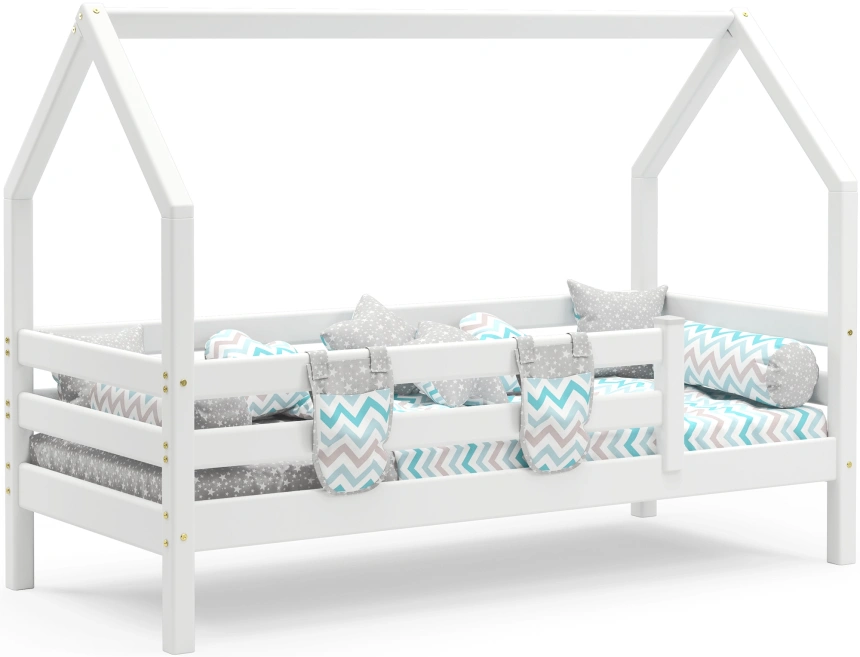 Детская кровать-домик, Соня, с надстройкой, 80*190, белый