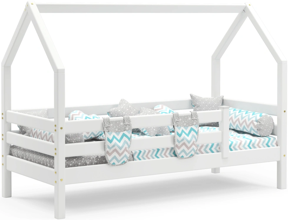 Детская кровать-домик, Соня, с надстройкой, 80*190, белый