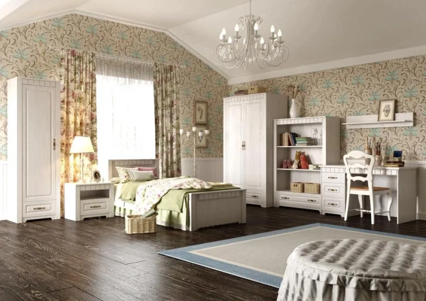 Гарнитур для детской Прованс, композиция 3, бодега белая / патина премиум