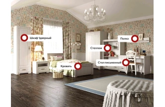 Гарнитур для детской Прованс, композиция 3, бодега белая / патина премиум