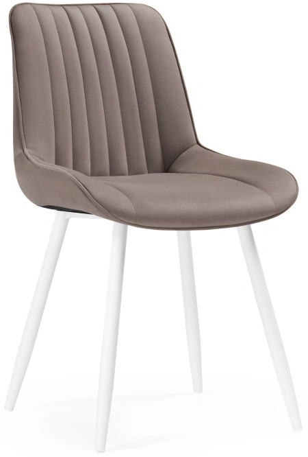 Стул Седа К, мягкий, поворотный, велюр латте / белый