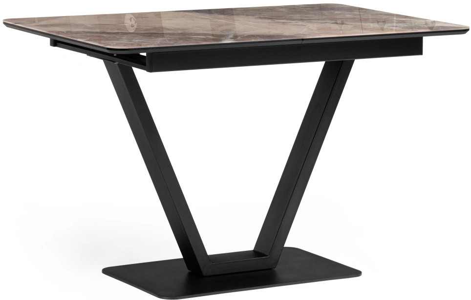 Кухонный раздвижной стол Бугун, 120(160)x80x77, стекло, каталония / черный