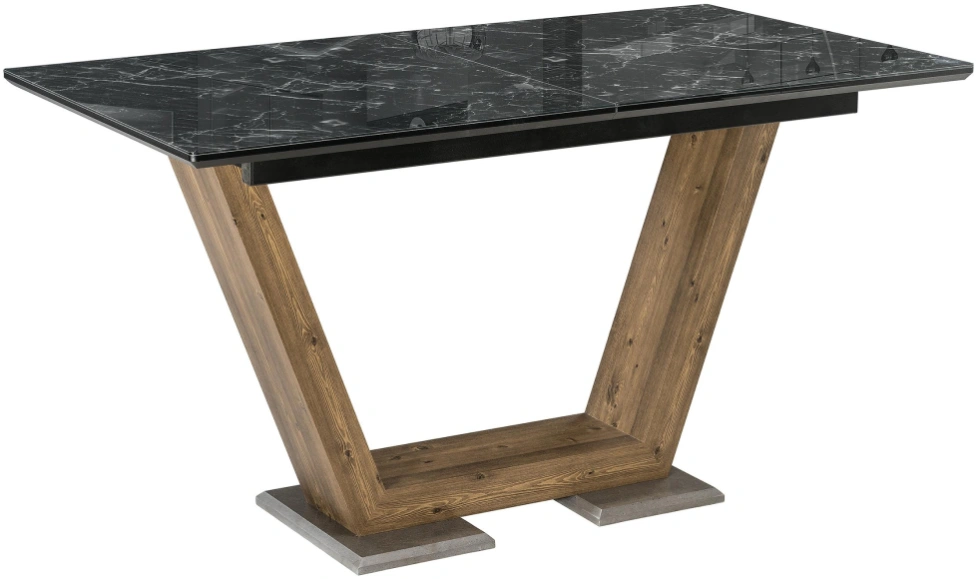Кухонный обеденный раздвижной Иматра, 140(180), стекло, мрамор черный / черная шагрень