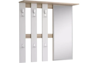 Вешалка с зеркалом Лофт-2, Дуб сонома/Белый