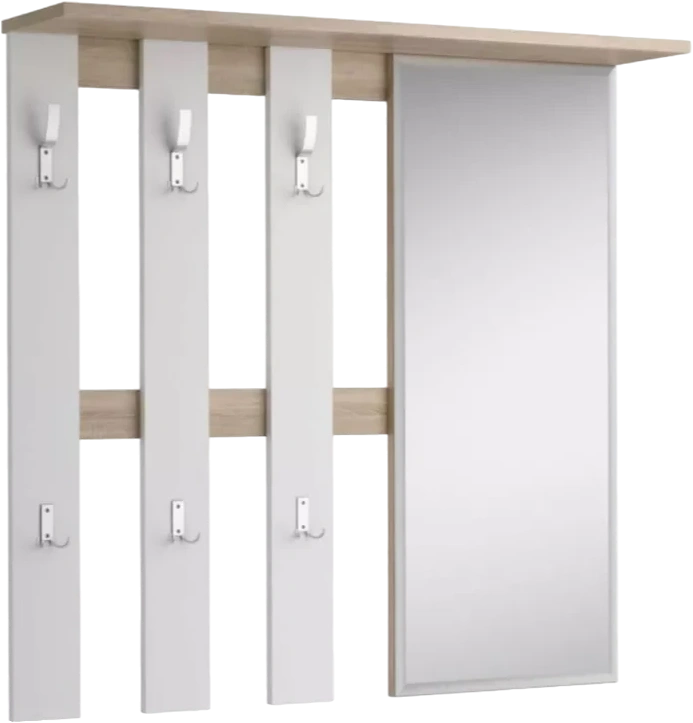 Вешалка с зеркалом Лофт-2, Дуб сонома/Белый