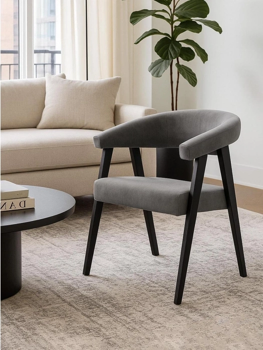 Деревянный стул-кресло Невада 2, черное дерево / серый (ткань 234)