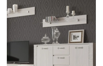 Полка Элана, открытая, бодега белая / стекло