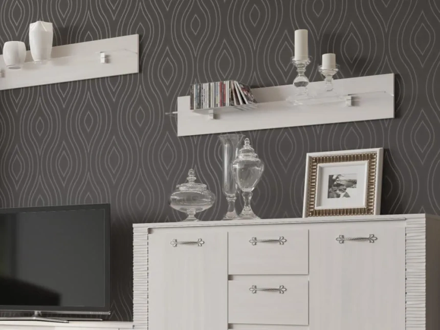 Полка Элана, открытая, бодега белая / стекло