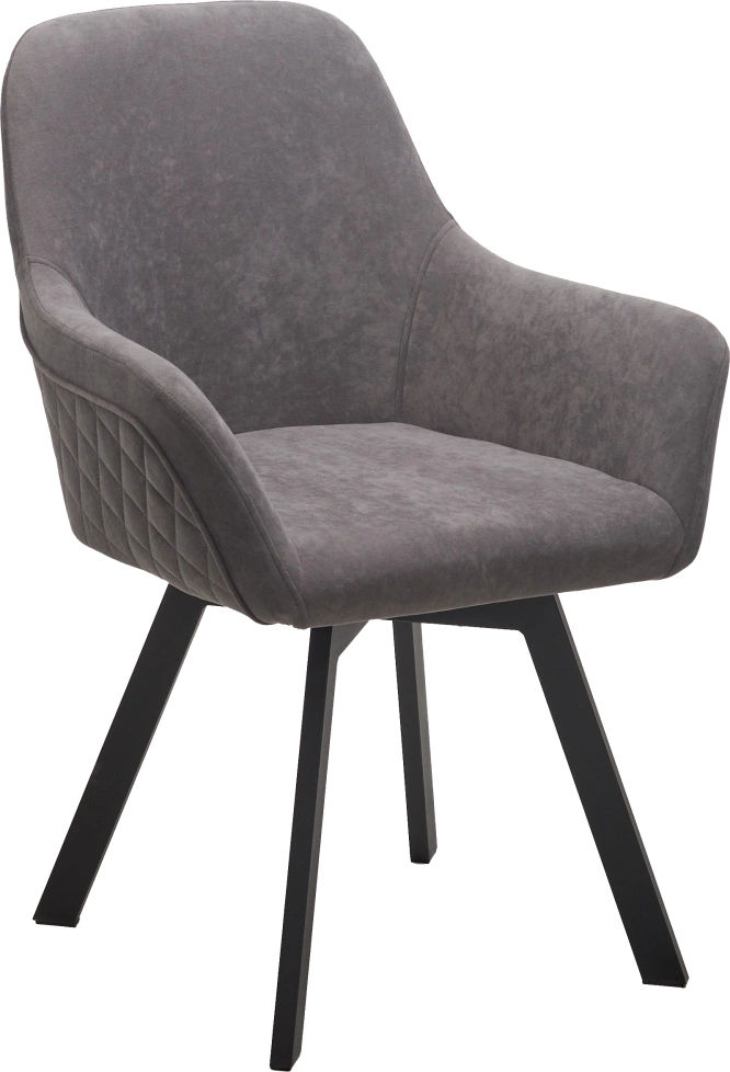 Стул Jet, поворотный, мягкий, B28 темно-серый, велюр, черный каркас