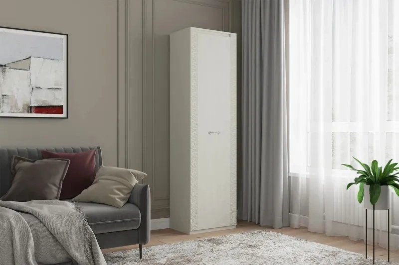 Шкаф однодверный Элана, 58.5x41x208.5, распашной с полками, бодега белая