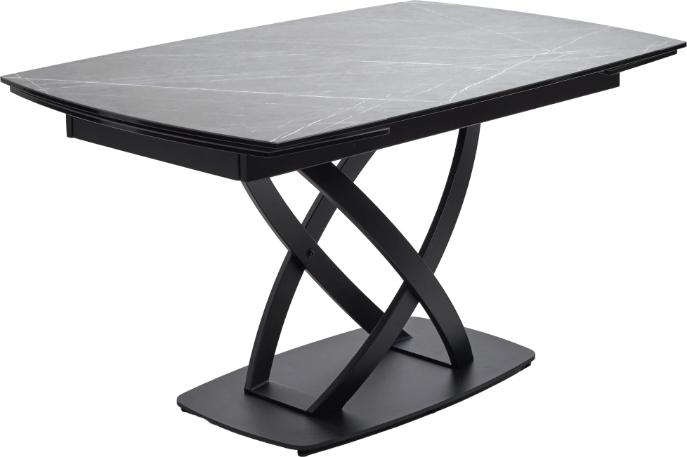 Кухонный стол раздвижной Foggia 140, KL-136 Серый мрамор матовый, итальянская керамика, черный каркас
