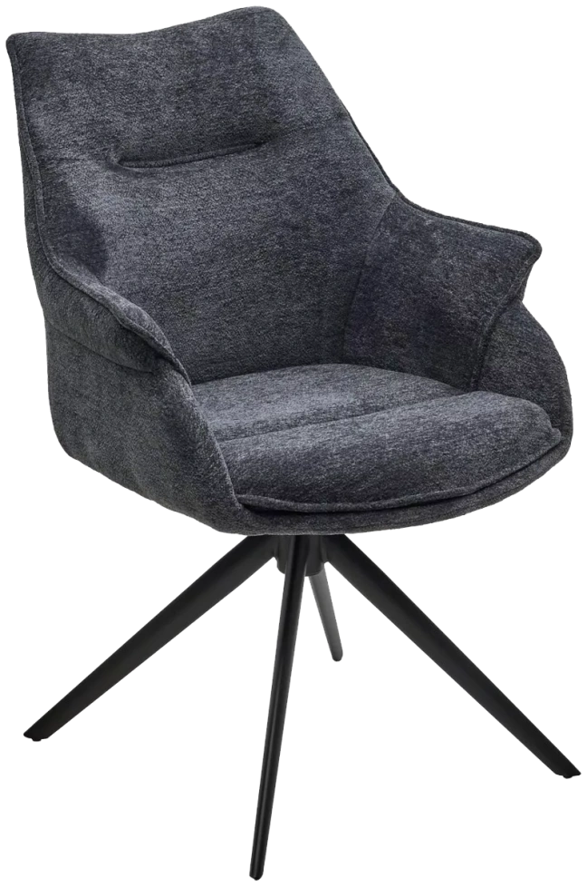 Стул Ove, мягкий, поворотный, Raven 18 серый, ткань, черный каркас 