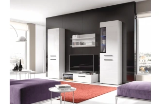 Шкаф-витрина Кёльн 1960, с полками, белый аляска / белый глянец